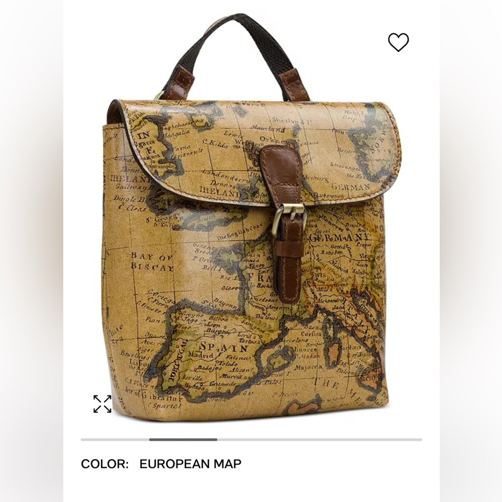 NWT PATRICIA NASH Vatoni Small Printed Leather Backpack in EUROPEAN MAP